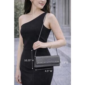 Vintage Stuart Weitzman Gray Satin Clutch Shoulder Bag with Accents